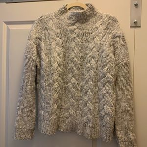 Madewell Grey Mockneck Chunky Knit Sweater